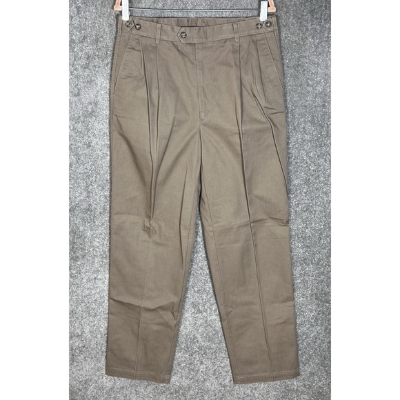 Haggar Other - Vintage Haggar Casuals Pleated Chino Pants Men Sz 34x32 Brown Cotton Pockets USA
